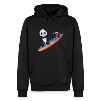 Surfender Panda und Affe - Männer Premium Bio Hoodie - Schwarz - Vorne - Nico (187cm)