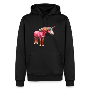 Buntes Lockiges Einhorn - Männer Premium Bio Hoodie - Schwarz - Vorne - Nico (187cm)