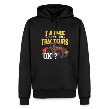J'Aime Juste Les Tracteurs - Sweat à capuche Premium bio Homme - noir - Devant - Nico (187cm)