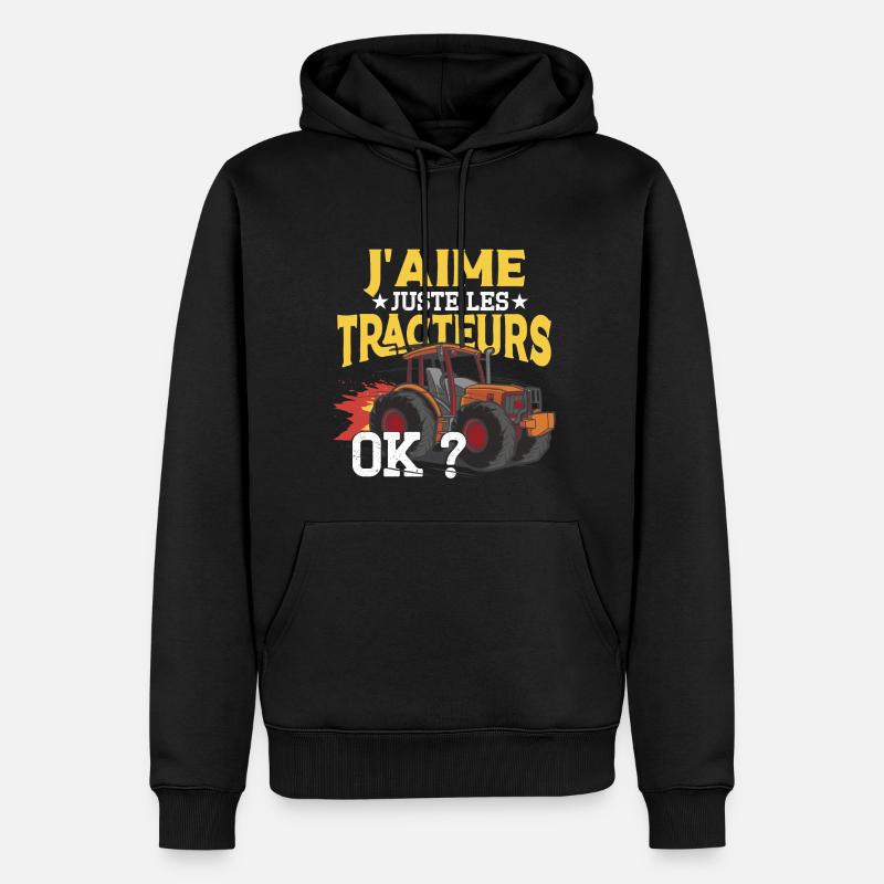 J'Aime Juste Les Tracteurs - Sweat à capuche Premium bio Homme - noir