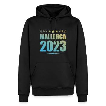 Majorque 2023 - Sweat à capuche Premium bio Homme - noir - Devant - Nico (187cm)