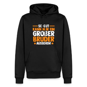 Familienmotiv Bruder - Männer Premium Bio Hoodie - Schwarz - Vorne - Nico (187cm)