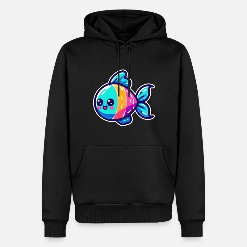 Conception de poisson arc-en-ciel - Sweat à capuche Premium bio Homme - noir