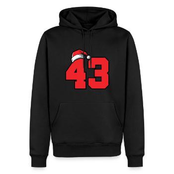 43 Numéro Noël - Sweat à capuche Premium bio Homme - noir - Devant - Nico (187cm)