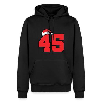 45 Numéro Noël - Sweat à capuche Premium bio Homme - noir - Devant - Nico (187cm)