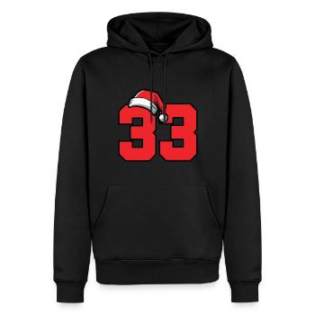 33 Numéro Noël - Sweat à capuche Premium bio Homme - noir - Devant - Nico (187cm)