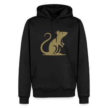 Minimalistische Ratte Maus Silhouette - Männer Premium Bio Hoodie - Schwarz - Vorne - Nico (187cm)