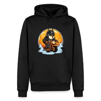 Penguins Motorcycle / Motorcyclist Penguin - Men’s Premium Organic Hoodie - black - Front - Nico (187cm)