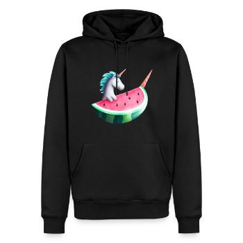 Wassermelonen Einhorn - Männer Premium Bio Hoodie - Schwarz - Vorne - Nico (187cm)