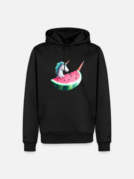 Wassermelonen Einhorn - Männer Premium Bio Hoodie - Schwarz