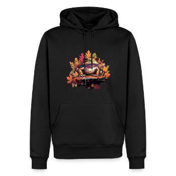 Laubfrisch in bunten Blättern - Männer Premium Bio Hoodie - Schwarz - Vorne - Nico (187cm)