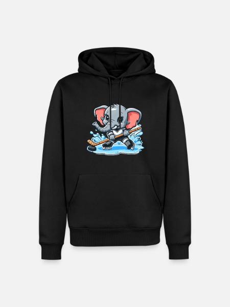 Elefant als Eishockeyspieler - Men’s Premium Organic Hoodie - black