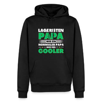 Lageristen Papa wie ein normaler nur viel cooler - Männer Premium Bio Hoodie - Schwarz - Vorne - Nico (187cm)