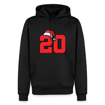 20 Numéro Noël - Sweat à capuche Premium bio Homme - noir - Devant - Nico (187cm)