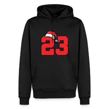 23 Numéro Noël - Sweat à capuche Premium bio Homme - noir - Devant - Nico (187cm)