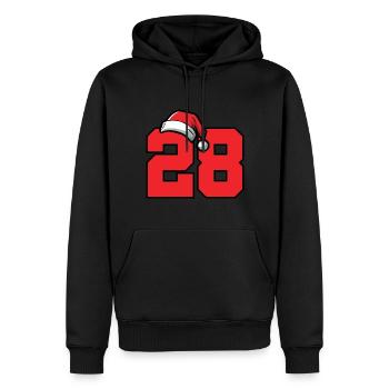 28 Numéro Noël - Sweat à capuche Premium bio Homme - noir - Devant - Nico (187cm)