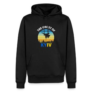 I Stand With Ukraine , The Ghost of Kyiv - Männer Premium Bio Hoodie - Schwarz - Vorne - Nico (187cm)