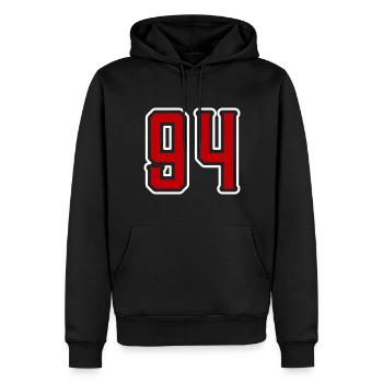 Symbole numérique 94 - Sweat à capuche Premium bio Homme - noir - Devant - Nico (187cm)
