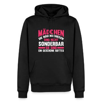 Bogen Bogenschütze Bogensport Bogenschießen - Männer Premium Bio Hoodie - Schwarz - Vorne - Nico (187cm)