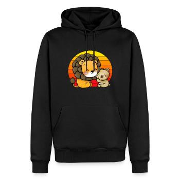 Lion câlins ours - Sweat à capuche Premium bio Homme - noir - Devant - Nico (187cm)