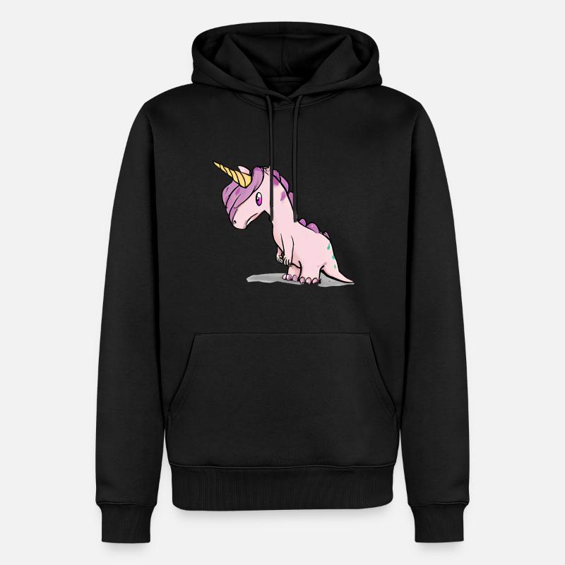 Dino Einhorn - Männer Premium Bio Hoodie - Schwarz