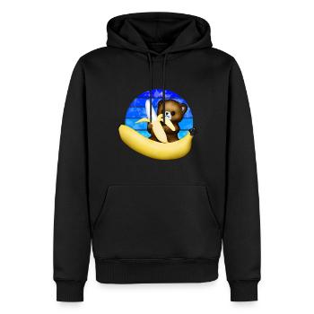 Der Bär und die Riesenbanane - Männer Premium Bio Hoodie - Schwarz - Vorne - Nico (187cm)
