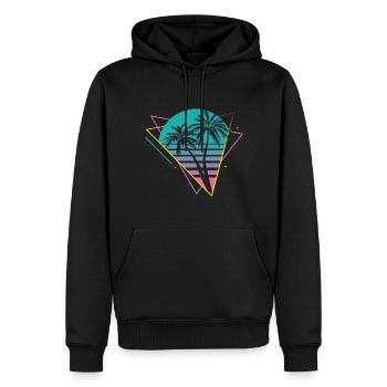 80s Vaporwave Palm Trees Retro Party - Men’s Premium Organic Hoodie - black - Front - Nico (187cm)