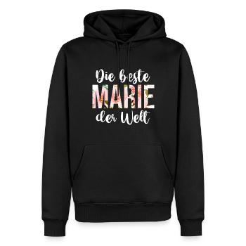 Marie - Männer Premium Bio Hoodie - Schwarz - Vorne - Nico (187cm)