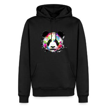 Bunter Panda - Männer Premium Bio Hoodie - Schwarz - Vorne - Nico (187cm)
