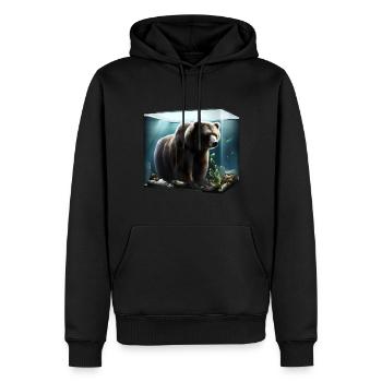Ours dans l’aquarium - Sweat à capuche Premium bio Homme - noir - Devant - Nico (187cm)