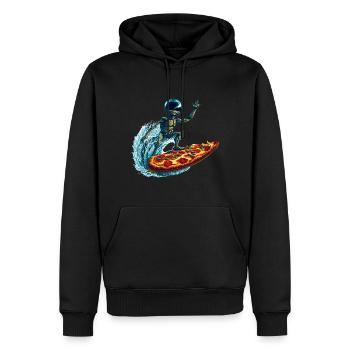 Pizza Surfer Alien - Men’s Premium Organic Hoodie - black - Front - Nico (187cm)