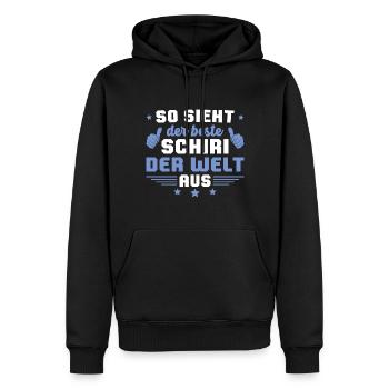 Bester Schiri der Welt Fußball Schiedsrichter - Männer Premium Bio Hoodie - Schwarz - Vorne - Nico (187cm)