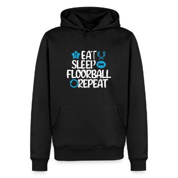 Eat Sleep Floorball Unihockey Floor Ball - Männer Premium Bio Hoodie - Schwarz - Vorne - Nico (187cm)