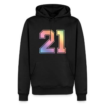 21 Numéro coloré - Sweat à capuche Premium bio Homme - noir - Devant - Nico (187cm)