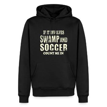 Soccer des marais - Sweat à capuche Premium bio Homme - noir - Devant - Nico (187cm)