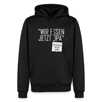 Wir essen jetzt Opa - Männer Premium Bio Hoodie - Schwarz - Vorne - Nico (187cm)