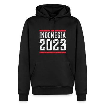 Indonesia 2023 - Männer Premium Bio Hoodie - Schwarz - Vorne - Nico (187cm)