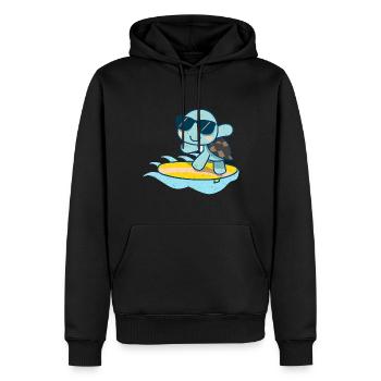 Süße Schildkröte mit Sonnenbrille auf Surfbrett - Männer Premium Bio Hoodie - Schwarz - Vorne - Nico (187cm)
