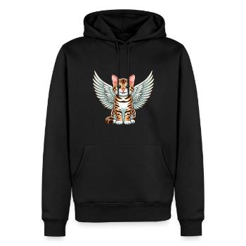 Bengalkatze Engel Geflecktes Fell - Männer Premium Bio Hoodie - Schwarz - Vorne - Nico (187cm)