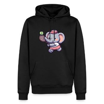 Niedlicher Elefant als Tennis-Tennisspieler - - Männer Premium Bio Hoodie - Schwarz - Vorne - Nico (187cm)