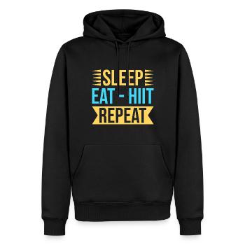 Fitness Fanatics Sleep Eat Hiit Repeat - Männer Premium Bio Hoodie - Schwarz - Vorne - Nico (187cm)