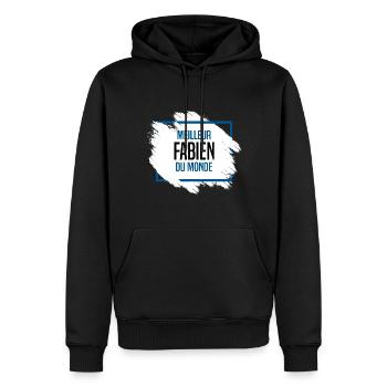 Fabien - Sweat à capuche Premium bio Homme - noir - Devant - Nico (187cm)