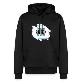 Patrick - Sweat à capuche Premium bio Homme - noir - Devant - Nico (187cm)