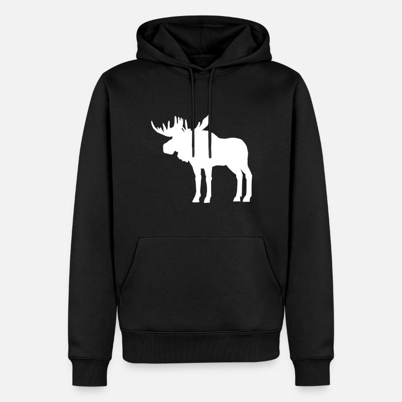 Elch Silhouette - Männer Premium Bio Hoodie - Schwarz