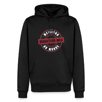 Meilleur rédacteur web profession métier humour - Sweat à capuche Premium bio Homme - noir - Devant - Nico (187cm)
