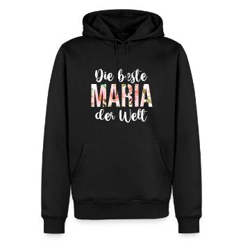 Maria - Männer Premium Bio Hoodie - Schwarz - Vorne - Nico (187cm)