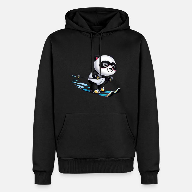 Ski Panda - Sweat à capuche Premium bio Homme - noir