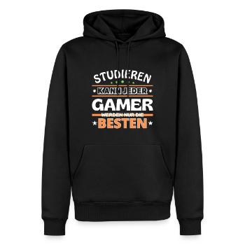 Studieren kann jeder Gamer sind die Besten - Männer Premium Bio Hoodie - Schwarz - Vorne - Nico (187cm)