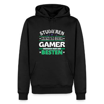 Studieren kann jeder Gamer sind die Besten - Männer Premium Bio Hoodie - Schwarz - Vorne - Nico (187cm)