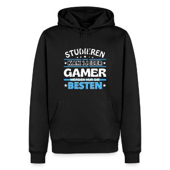 Studieren kann jeder Gamer sind die Besten - Männer Premium Bio Hoodie - Schwarz - Vorne - Nico (187cm)